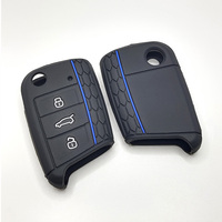 Étui à clés en fibre de carbone compatible avec VW Volkswagen Golf 7 8 MK7 Tiguan Passat Polo - Coque de télécommande Accessoire Voiture