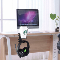 Crochet pour casque support de bureau sous la table support de casque pliable pince support de suspension organisateur intégré pour PC bureau de jeu