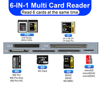 Venta caliente de aluminio de alta velocidad 10Gbps XQD CF XD MS SD TF tarjeta 6 en 1 lectores de tarjetas