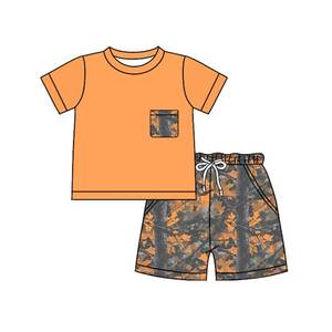 Preventa al por mayor: Conjuntos de verano para niñas con estampado de camuflaje, ropa de caza para niños pequeños, de algodón orgánico suave, de fábrica, MOQ 5 - Product Image 2
