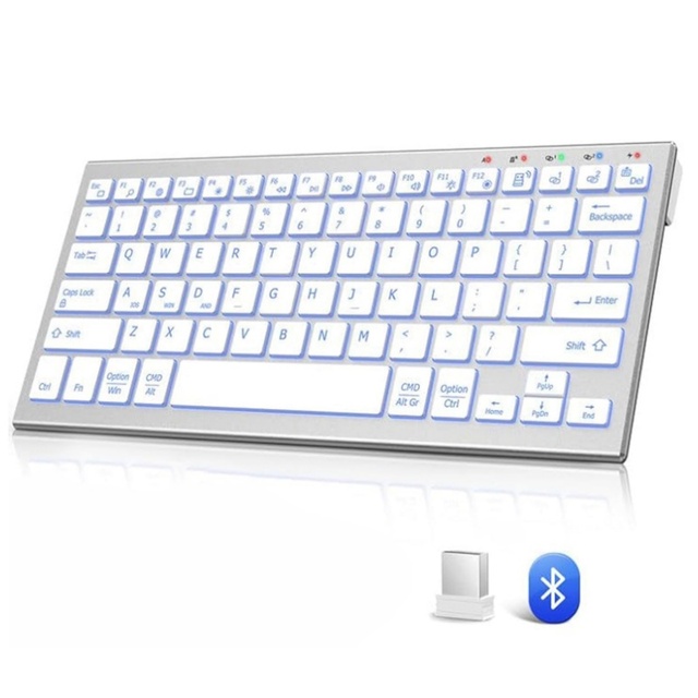 JOMAA 2.4G Dual Mode RGB Backlit Wireless Plastic Ergonomic Keyboard for PC Laptop Tablet-Rechargeable USB Type-C Interface