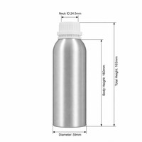 Bouteille en aluminium poli de 300 ml avec bouchon de sécurité blanc de 59 mm de diamètre pour l'emballage d'huiles essentielles et de parfums