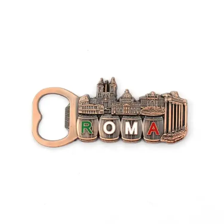 Custom Best Italy Roma turisti Souvenir magneti per frigorifero apribottiglie in lega di zinco smalto morbido 3D Roma magnete per frigo