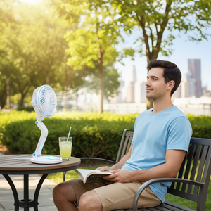 Ventilateur portable électrique rechargeable pliable de 17,5 pouces avec lumière, chargement USB, cinq niveaux, pour usage commercial et personnel - Product Image 3