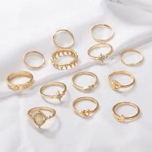 Roestvrij Stalen Ringen Set Voor Vrouwen, 11 Pcs Trendy Eenvoudige Midi Ringen Vergulde Verklaring Stapelbaar Ringen Pakken