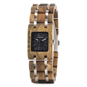 BOBO BIRD Elegant Wooden Watch Square Ladies Wrist Watch Custom Wood Watch Women