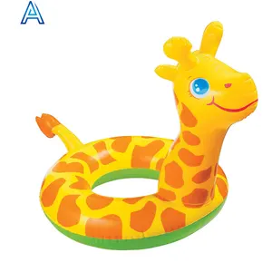 Factory customize high quality PVC inflatable 3D animal deer horse head swim tube for kids' swimming ring toy