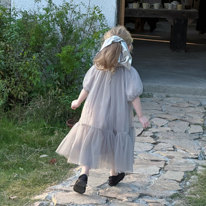 Abito Estivo per Bambine 2026, Nuovo Stile Coreano Occidentale, Gonna in Rete con Volant, <span class=keywords><strong>Elegante</strong></span> Vestito in Seta - Product Image 4