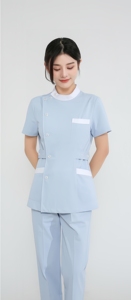 Tenues d'infirmière en tissu Dobby respirant bleu clair à manches courtes pour l'hôpital, la clinique et le <span class=keywords><strong>travail</strong></span> infirmier - Product Image 4