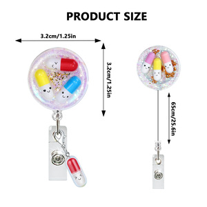 CYNYA Glitter ABS Porte-badge rotatif rétractable avec pince crocodile, pendentif, cadeau mignon pour le personnel médical - Product Image 2