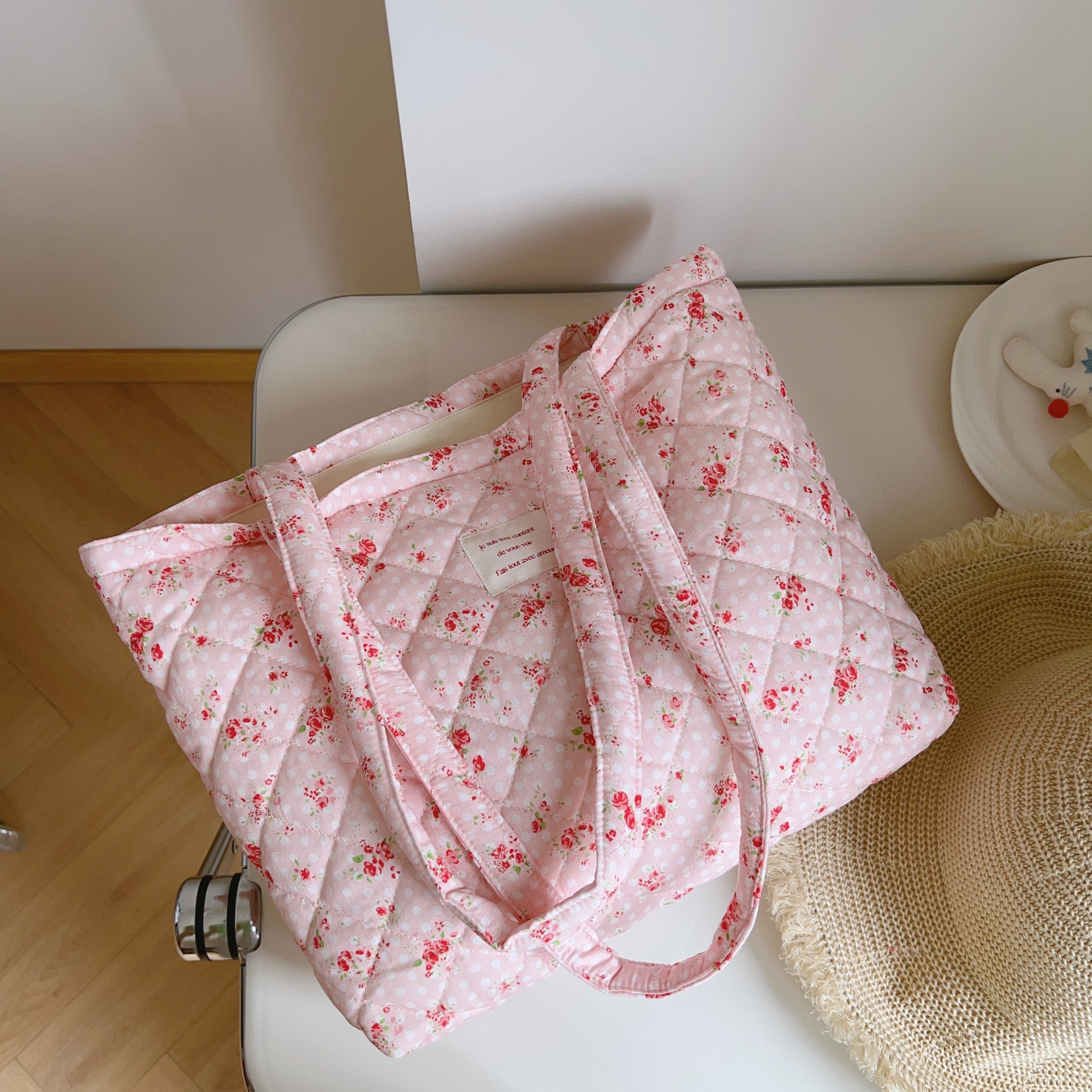 Pink polka dot floral