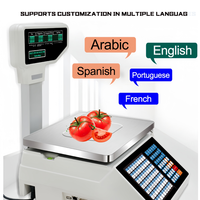 Báscula Digital Electrónica Veid con Impresora de Códigos de Barras para Cálculo de Precios, Impresión de Etiquetas y Pesaje en Supermercados y Comercios Minoristas
