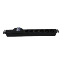 Disjoncteur de sécurité 2P PDU 6 ports 19 pouces 1U 16A 250V Prise d'extension d'alimentation Unité de distribution d'alimentation PDU en plastique