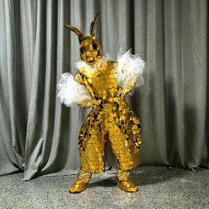 मनोरंजन पार्क परेड पोशाक पोशाक; चांदी और सोने के खरगोशों के लिए दर्पण जैसा व्यक्ति पोशाक; व्यक्तिगत सड़क प्रदर्शन आउट। - Product Image 6