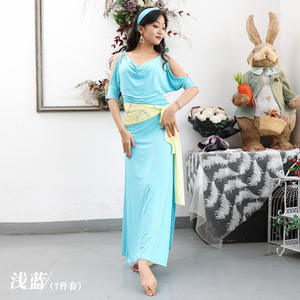 Dpwn031Women's Belly Dance 7PCS Practice Pants Suit Set Indian Oriental Costume Yoga Outfit - Product Image 6