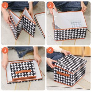 Clothing Organizer <b>Drawer</b> <b>Storage</b> <b>Box</b> 12L Non-Woven Fabric Rectangle Foldable Lattice Pattern For Wardrobe Organization - Product Image 3