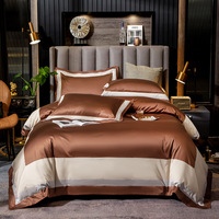 Haut de gamme luxe maison chambre 100% coton couleur correspondant housse de couette taie d'oreiller linge de lit 4 pièces ensemble de literie
