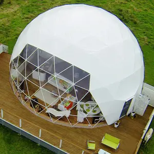 Tenda a cupola per Glamping geodetico resistente trasparente da 6m per campeggio all'aperto per matrimoni