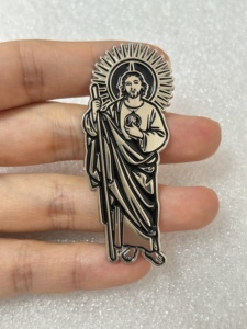 Broches en émail souple personnalisées en métal, thème Chapeau mexicain <span class=keywords><strong>Jésus</strong></span>/Judas, pour la mode de la remise des diplômes <span class=keywords><strong>et</strong></span> les thèmes religieux, vente en gros - Product Image 2