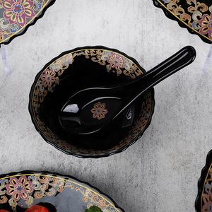 Nouvelle conception décalcomanie 33 pièces ensembles de verrerie <span class=keywords><strong>opale</strong></span> noire 7.5 "plaque latérale 14" plaques ovales pour le marché indien Offre Spéciale ensembles de verre <span class=keywords><strong>opale</strong></span> - Product Image 4