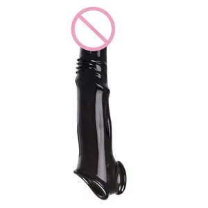 Tpe Materiaal Sleeve Extender Penis Vergroting Vertraging Ejaculatie Herbruikbare Vibrator Massager