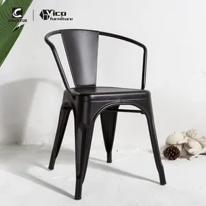 best price made in china classic design industrial vintage black dining armrest chair