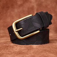Ceinture en cuir véritable pour homme avec gravure laser, ceinture en cuir de vachette, ceinture en cuir tendance pour homme, ceinture pour jean avec boucle à ardillon