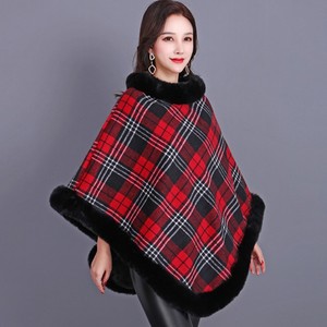 Phụ Nữ Pashmina Poncho Mùa Đông Khăn Choàng Lông Bat Tay Áo Đồng Hồ Khăn Choàng Cổ Áo Lông Thú Kẻ Sọc Món Quà Giáng Sinh Thanh Lịch Buổi Tối Áo Thun - Product Image 3