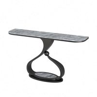 Table console en dalle de roche blanche avec pieds en métal
