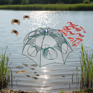 Nasse de pêche portable verte en polyéthylène multifilament pour pêcheurs - Product Image 2