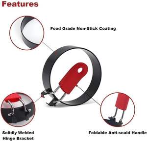 Anillos para Panqueques, Moldes Redondos de Silicona para Huevos Fritos y Omelettes, Molde para Sándwiches de Desayuno con Anillo para Cocinar Huevos - Product Image 3