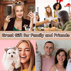 24 قطعة عصابة رأس بنمط الفهد مع آذان قطة للحفلات التنكرية، ربطة شعر مخملية بالجملة، هدايا للعائلة والأصدقاء - Product Image 6