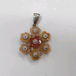 Colgante de Flor de Jaspe Mookaite/Ágata Roja en Plata 925 Hecho a Mano - Product Image 1