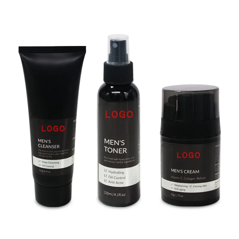 High Quality Private Label Skincare Manufacturers Facial Cleansing Hydrating Moisturizing 3 Piece/Set Men Face Skin Care Set