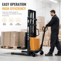 Gerbeur semi-électrique robuste de 2 tonnes, hauteur de levage de 3 m, mât renforcé, gerbeur à conducteur piéton pour usage en usine et entrepôt