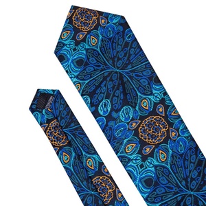 <span class=keywords><strong>Cravate</strong></span> en <span class=keywords><strong>soie</strong></span> jacquard tissée exquise <span class=keywords><strong>bleu</strong></span> <span class=keywords><strong>marine</strong></span> pour homme, ensemble de cravates florales avec logo personnalisé pour affaires, mariage et fête - Product Image 6