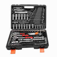 Kit d'outils à main pour mécaniciens en acier au carbone noir traité thermiquement, 151 pièces, avec embouts de 1/4, 3/8 et 1/2 pouce, pour usage en garage - Vente en gros