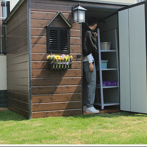 Hangar de stockage extérieur en métal en acier avec cadre de sol Kit de base de fondation blanc gris Outil utilitaire pour jardin arrière-cour pelouse - Product Image 3