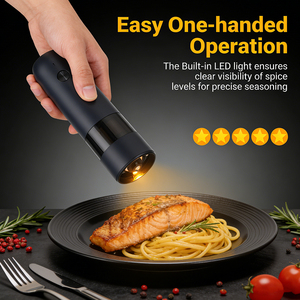 Minimalist Rechargeable Plastic <b>Pepper</b> Adjustable Coarseness Refillable Salt and <b>Pepper</b> Mill Set for Home and Restaurant - Product Image 2