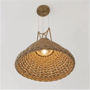Lámpara Colgante Moderna de Mimbre Tejido a Mano, Forma de Cono, para Sala de Estar, Comedor, Cafetería - Product Image 4