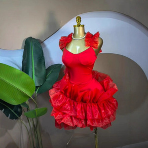 Women's <b>Spaghetti</b> <b>Strap</b> Bubble Skirt Sleeveless Halter Waist-cinched Dresses Fashion - Product Image 1