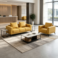 Ensemble de canapés en cuir PU pour bureau à domicile moderne et salon, avec structure en bois massif, pour zone de réception exécutive pour hôtels