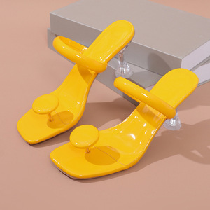 Large Size <b>Sandals</b> for Women Outerwear Candy Colored Slippers Open Toe Simple Casual Patent Leather Beach Shoes - Product Image 3