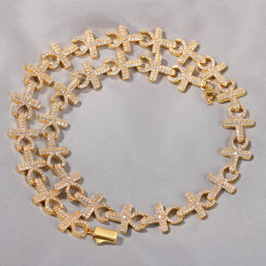 HipHopスタイリッシュなネックレスAnkhクリスチャンクロス型リンクチェーンシルバーゴールドトーンラッパージュエリーアイスアウト女性男性ブリンブレース - Product Image 4