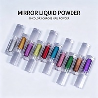 Fournisseur direct d'usine, peinture liquide effet miroir chrome pour nail art, 10 couleurs, sans poussière, haute pigmentation, effet miroir chrome liquide
