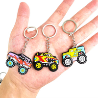 Porte-clés personnalisé pour fête sur le thème des camions, fournitures pour fête d'anniversaire Monster Truck, porte-clés en silicone, décorations et cadeaux pour fête sur le thème des voitures et des camions