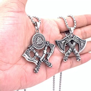 <b>Viking</b> <b>Axe</b> Pendant Stainless Steel Men's Necklace Shield Rune Design Themed Pendants Gift 216062 - Product Image 2