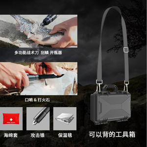 Ensemble de pelle pliante multifonctionnelle 14 en 1 en métal, outil de survie et de secours en plein air avec trousse de premiers secours et couteau tactique - Product Image 4