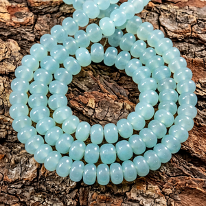 Cuentas de Calcedonia Azul Agua Lisas en Forma de Rondelle, Hilo de 8 Pulgadas, Piedras Preciosas Sueltas, Certificadas por Terceros, Marca PMEGEMSBEADS para Venta al Por Mayor - Product Image 1