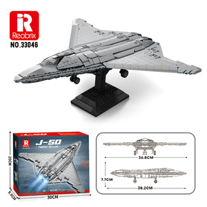 Reobrix 33046 J-50 Aereo da Caccia Stealth Senza Coda di Sesta Generazione, Set di Costruzioni 1206 Pezzi, Modello di Aereo Militare con Espositore in Plastica - Product Image 1